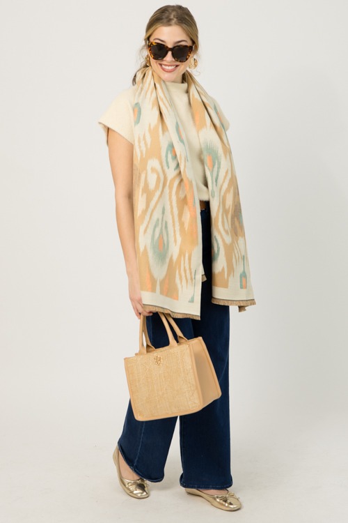 Ikat Scarf Wrap, Khaki - 0108-30.jpg