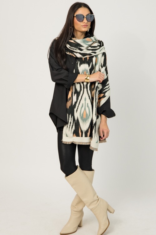 Ikat Scarf Wrap, Black - 0108-37.jpg