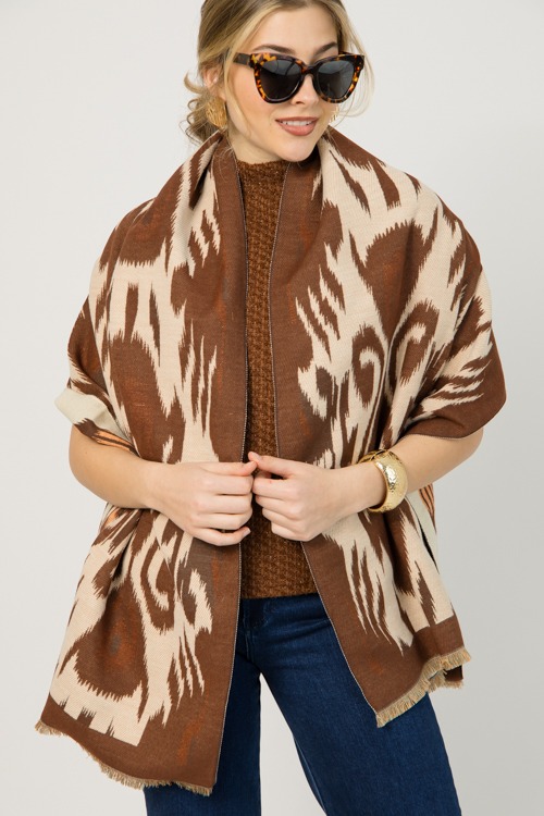 Ikat Scarf Wrap, Brown - 0108-40h.jpg