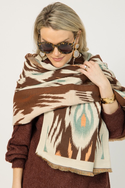 Ikat Scarf Wrap, Brown - 0108-44.jpg