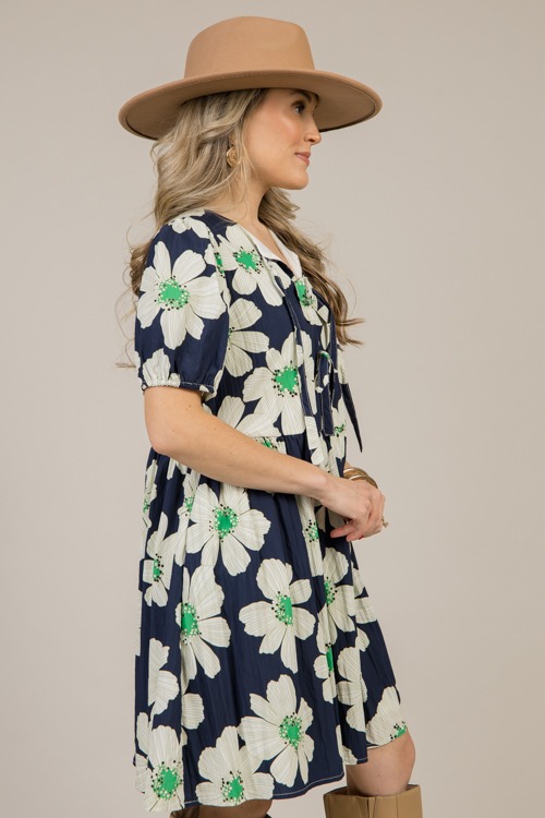 Floral Triple Bow Dress, Navy - 0108-63.jpg