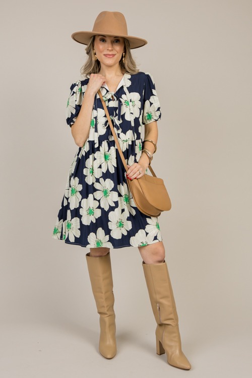 Floral Triple Bow Dress, Navy - 0108-65.jpg