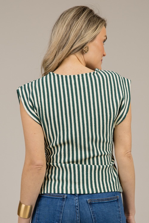 Knit Stripe Pleat Top, Green - 0108-71.jpg