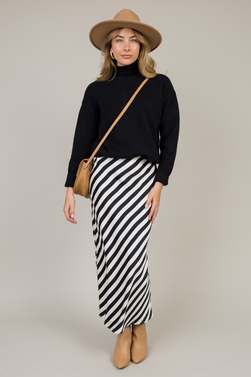 Satin Stripe Maxi Skirt, Black White - 0109-17p.jpg