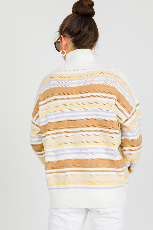 Pointelle Multi Stripe Sweater