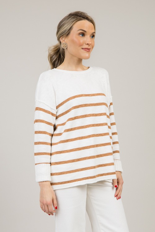 Kya Stripe Sweater, Caramel