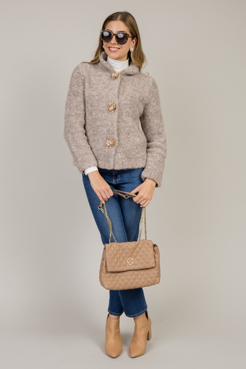 Flower Button Sweater Jacket, Taupe - 0109-32.jpg