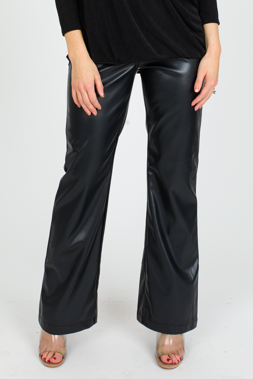 Marjorie Leather Pants, Black