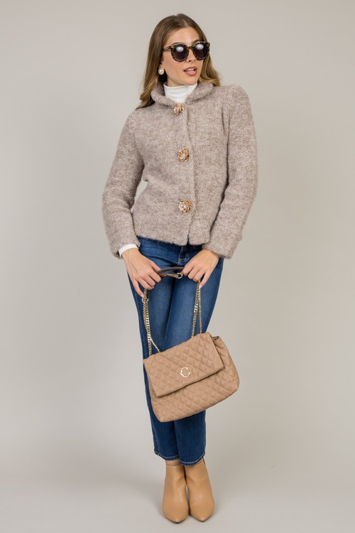 Flower Button Sweater Jacket, Taupe - 0109-34.jpg