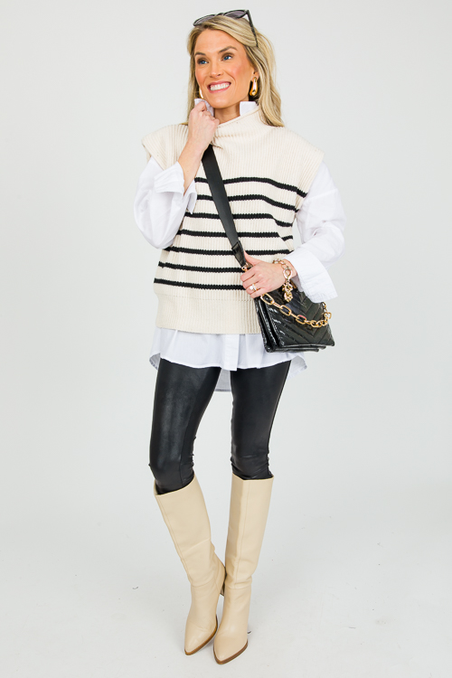 Nova Sweater Vest, Cream/Black Stripe