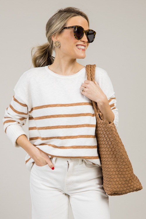 Kya Stripe Sweater, Caramel