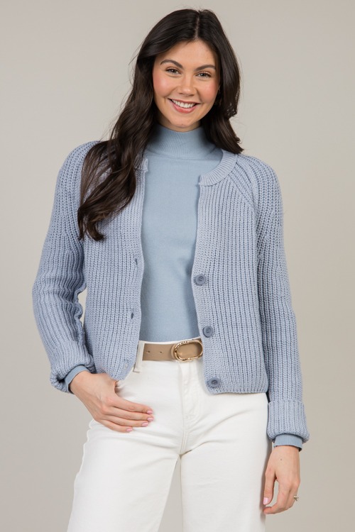 V-Neck Button Sweater, Grey Blue - 0109-61h.jpg