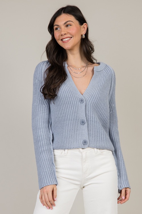 V-Neck Button Sweater, Grey Blue - 0109-63.jpg