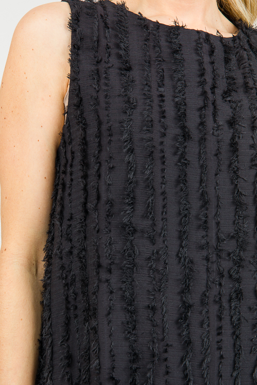 Fringe Stripes Dress, Black