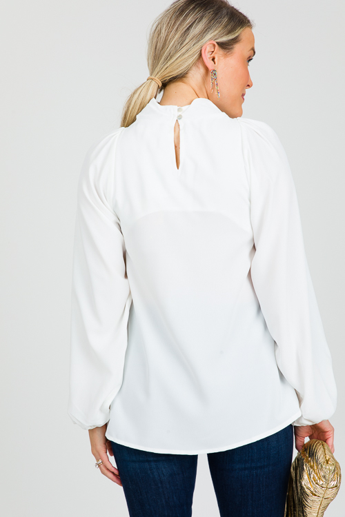 Long Sleeve Lisa Blouse, White