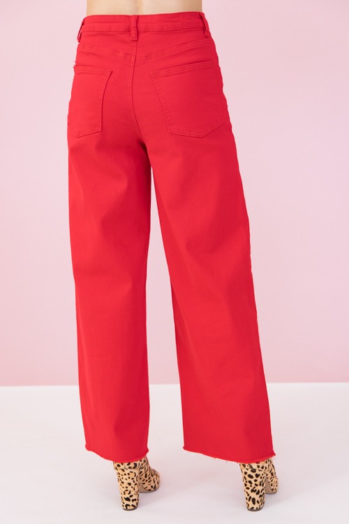 Raw Hem Wide Leg Pants, Red - 0110-129.jpg