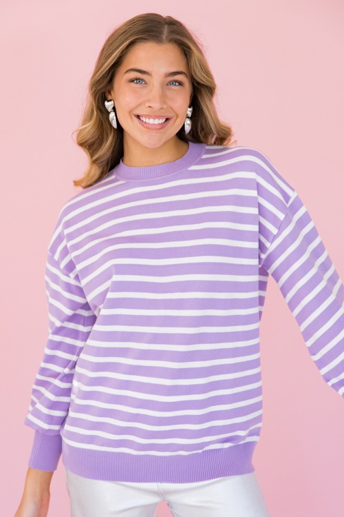 Daya Stripe Sweater, Lavender