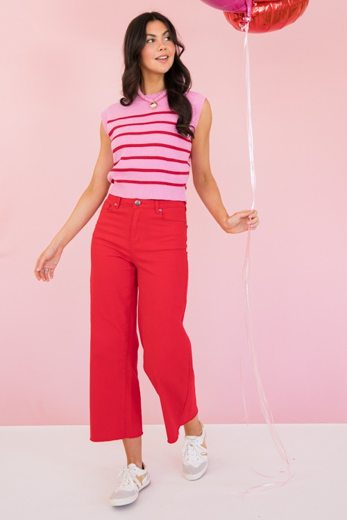 Raw Hem Wide Leg Pants, Red - 0110-147.jpg