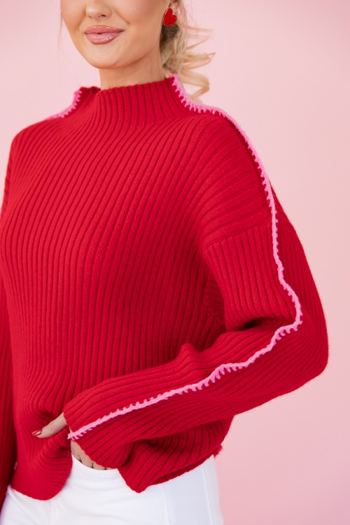 Pink Trim Ribbed Sweater, Red - 0110-167h-Edit.jpg