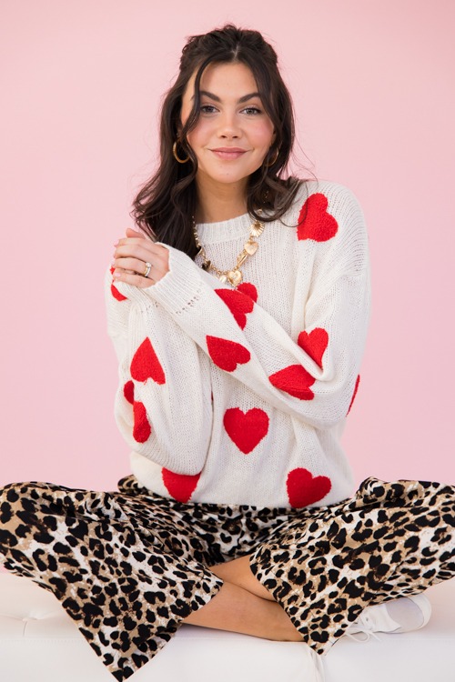 Heart Patch Sweater, Ivory