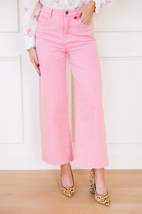 Winnie Wide Leg Jeans, Pink