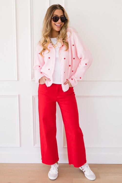 Raw Hem Wide Leg Pants, Red - 0110-268.jpg