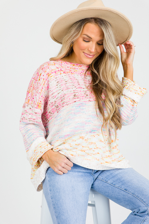 Multi Ombre Sweater, Cream/Pink/Blue