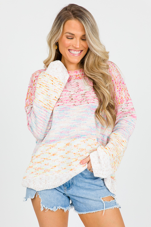 Multi Ombre Sweater, Cream/Pink/Blue