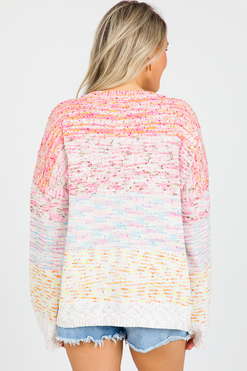 Multi Ombre Sweater, Cream/Pink/Blue