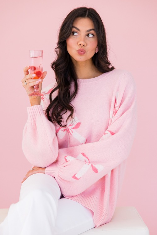 Bow Balloon Sleeve Sweater, Lt. Pink - 0110-49.jpg