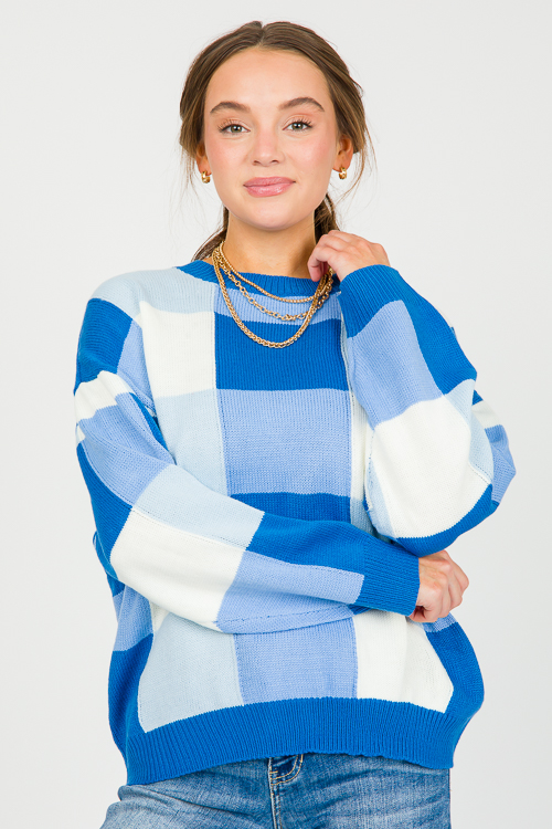 Checker Sweater, Blue Multi