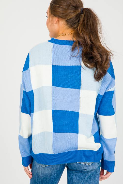 Checker Sweater, Blue Multi
