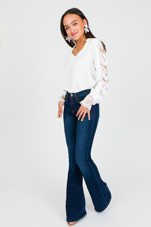 Lace Sleeves Blouse, Off White