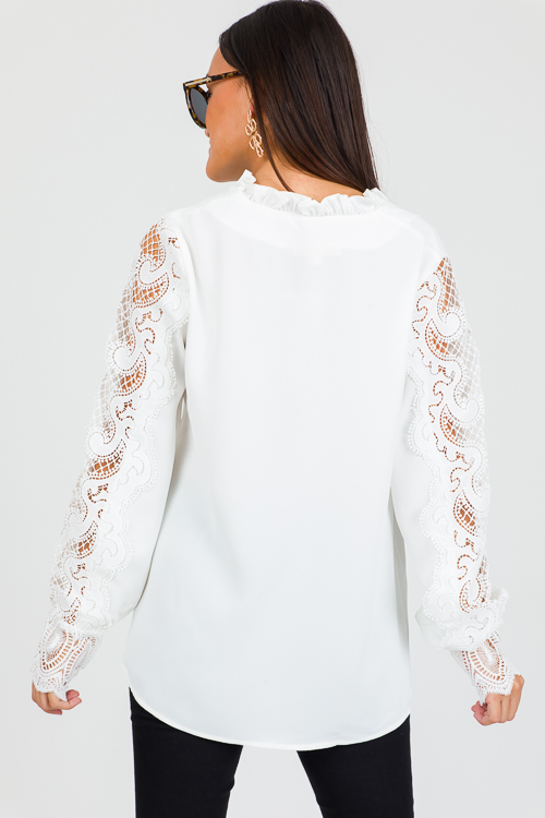 Lace Sleeves Blouse, Off White