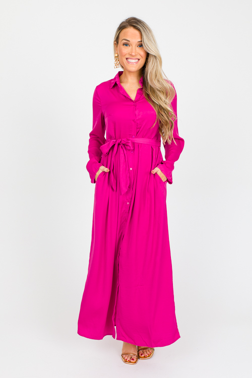 Polly Belted Maxi, Fuchsia