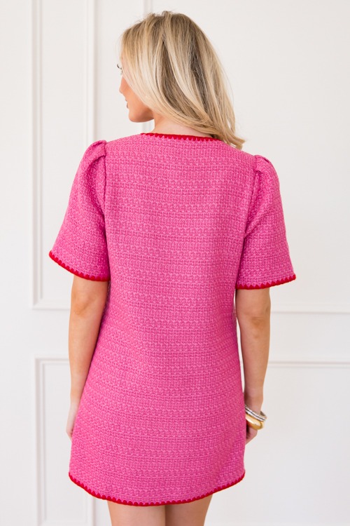 Stitch Trim Tweed Dress, Fuchsia - 0110-81.jpg