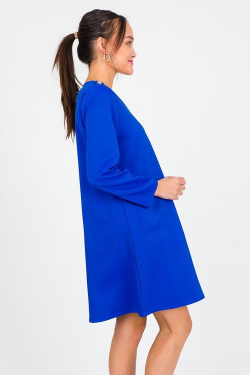 Button Detail Pocket Shift, Royal