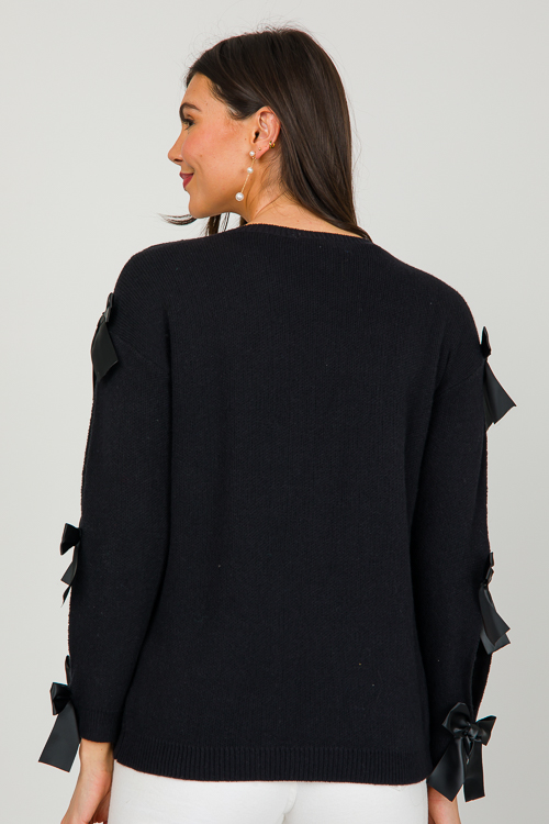 Bow Sleeve Sweater, Black