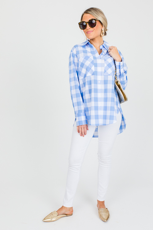 Gingham Check Shirt, Blue/White