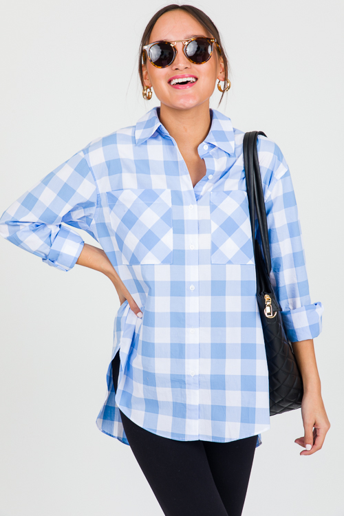 Gingham Check Shirt, Blue/White