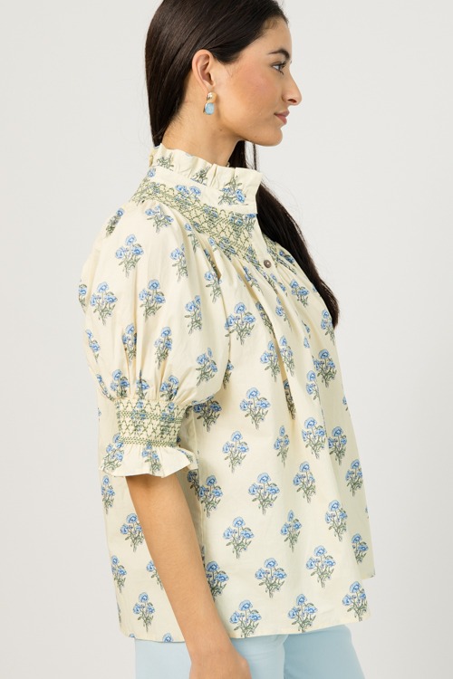 Smock Detail Floral Top, Yellow - 0112-148.jpg