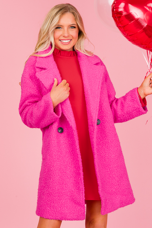 Fuchsia Textured Fur Coat