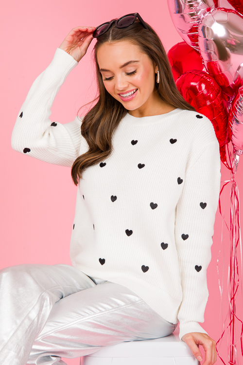 The Heart Confetti Sweater in Hot Pink Large