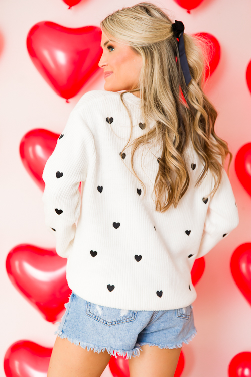 Heart Confetti Sweater, Black