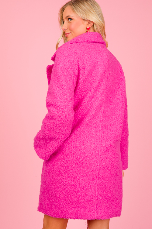 Fuchsia Textured Fur Coat