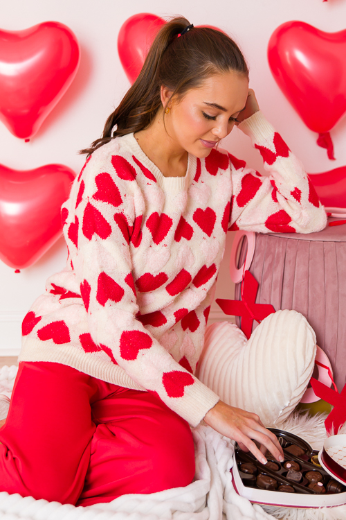 Two-Tone Hearts Sweater