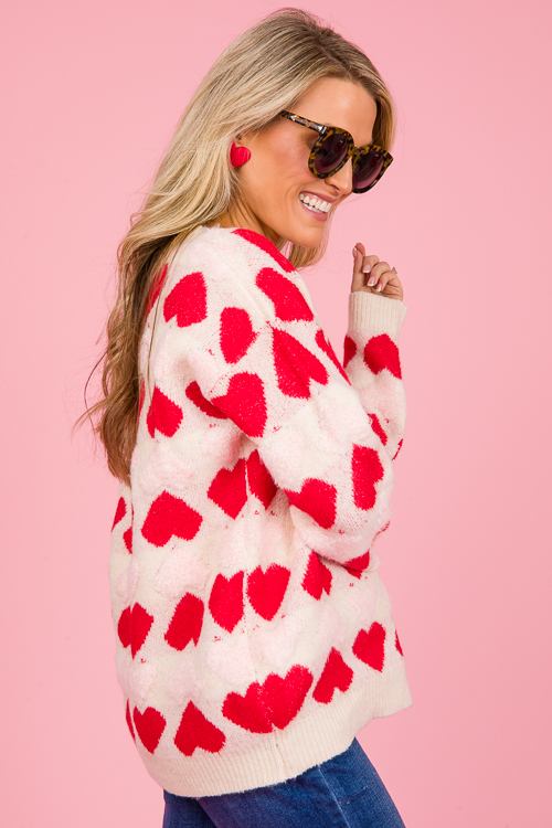 Two-Tone Hearts Sweater
