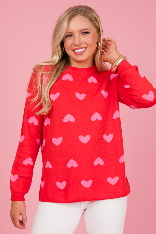 Fall In Love Sweater, Red