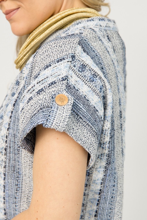 Tweed V-Neck Top, Blue - 0112-34.jpg