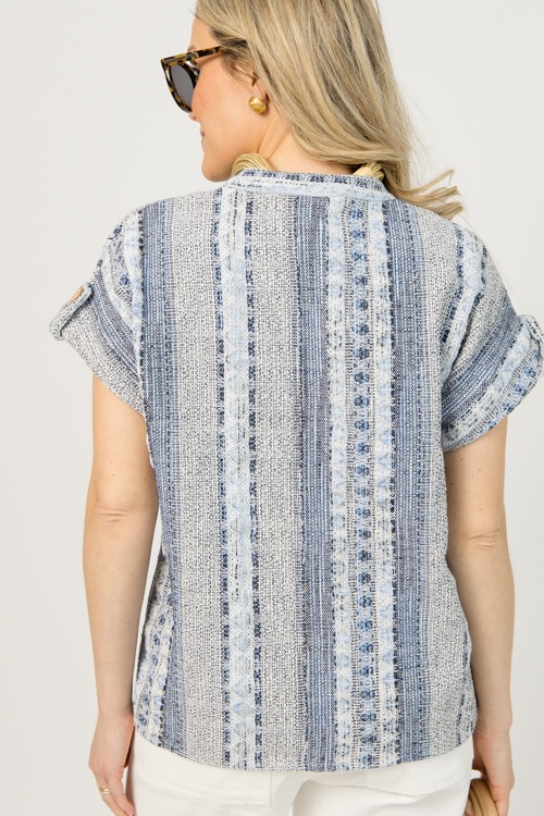 Tweed V-Neck Top, Blue - 0112-35.jpg